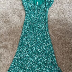 Madewell Teal Floral Maxi Dress